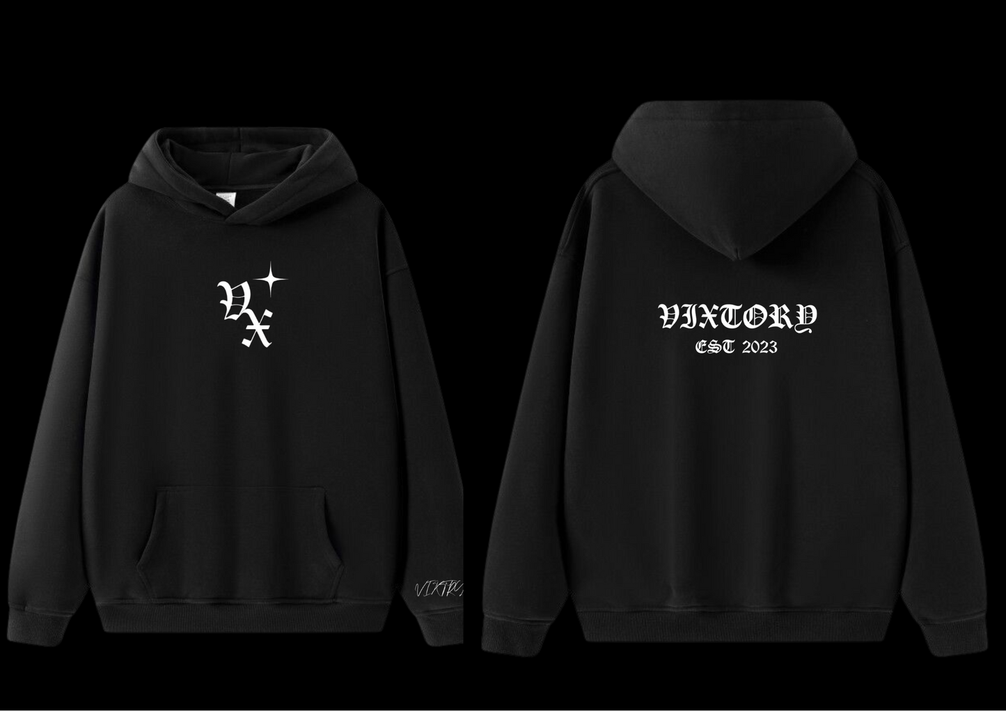 ONYX BLACK STITCHED HOODIE