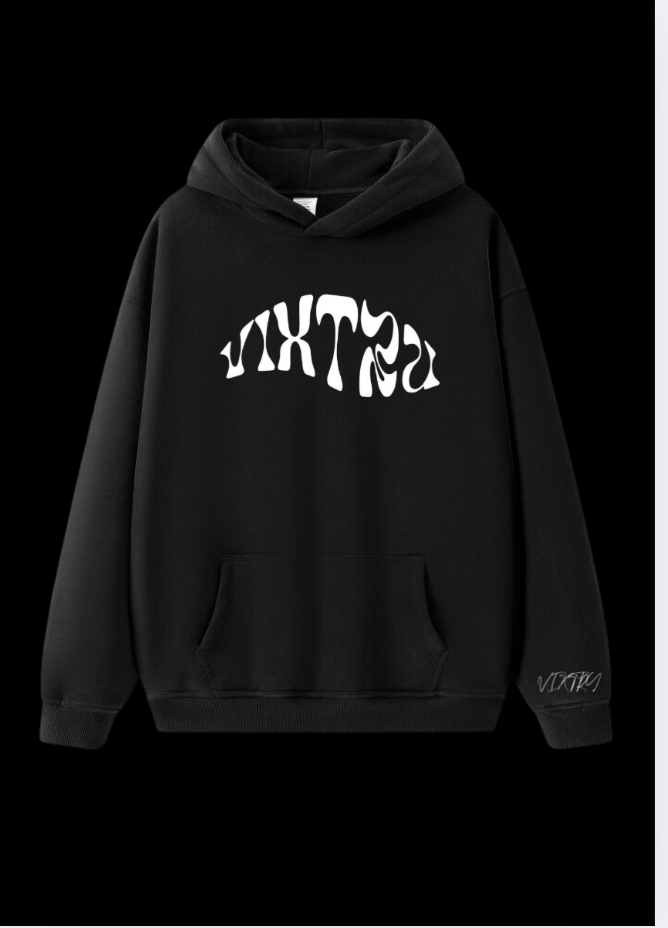 ONYX BLACK PUFF PRINTED HOODIE